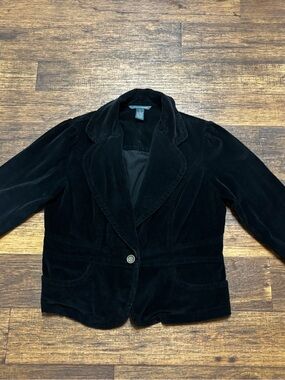 French Cuff Black Velvet Corduroy Blazer Jacket